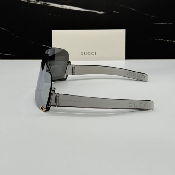 NEW GG1637S 002 GUCCI SHIELD WOMEN SUNGLASSES GREY GUCCI - Picture 7 of 13